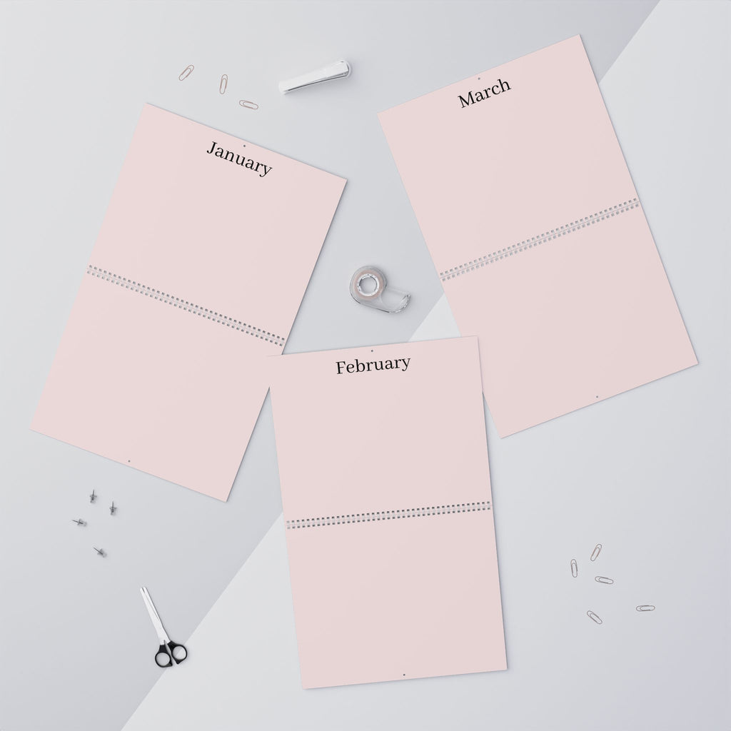 Pink Feminine Wall Calendar — 12-Month Decorative Calendar